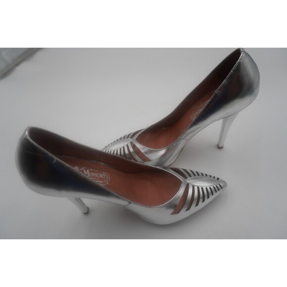 Jeffrey Campbell Venting Silver Dressy Metallic Pointed-Toe Stiletto Pumps 7.5 - Picture 13 of 14